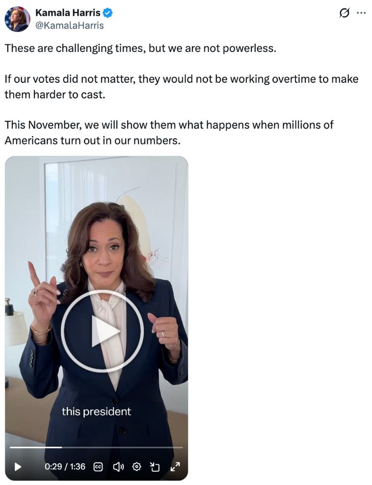 Kamala Harris: These are challenging times, but we are not powerless...