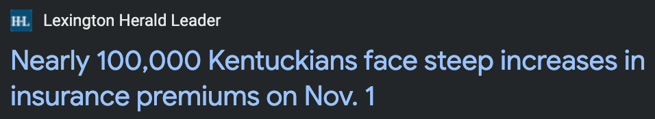 Nearly 100,000 Kentuckians face steep increases in insurance premiums on Nov. 1