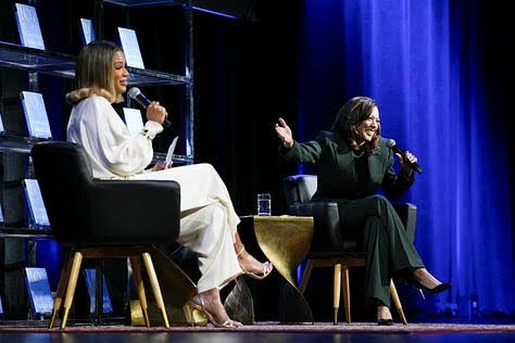 Kamala Harris and host
